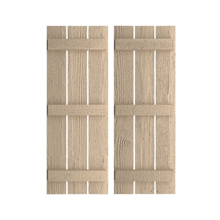 Rustic Three Board Spaced Board-n-Batten Rough Sawn Faux Wood Shutters, 17 1/2W X 60H